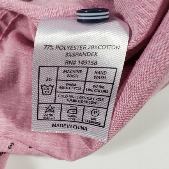 Craft & Flow Pink Navy Blue Flip Cuff Button Up Shirt XL Short Sleeve Casual NWT - Picture 10 of 12